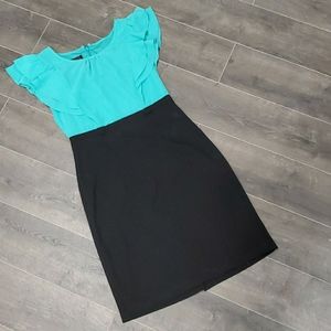 Alyx size 4  aqua and blacl cocktail dress